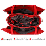 Compartment of Floral Design Leather Handbag