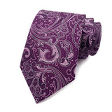 Purple Floral Dot Tie Luxury 8cm Jacquard Neck Tie Necktie