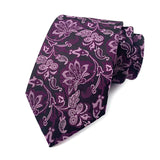 Purple Floral Dot Tie Luxury 8cm Jacquard Neck Tie Necktie