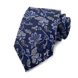 Blue Floral Dot Tie Luxury 8cm Jacquard Neck Tie Necktie