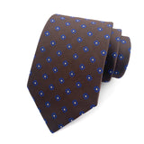 Brown Floral Dot Tie Luxury 8cm Jacquard Neck Tie Necktie