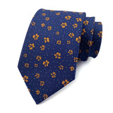 Blue Floral Dot Tie Luxury 8cm Jacquard Neck Tie Necktie