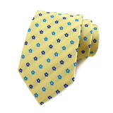 Yellow Floral Dot Tie Luxury 8cm Jacquard Neck Tie Necktie