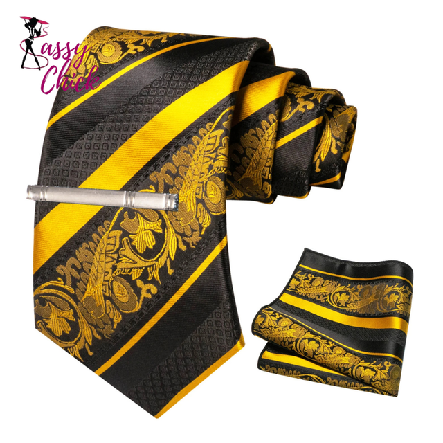 Floral Necktie 8cm Pocket Square Tie Clip Business Suits Sassy Chick Logo