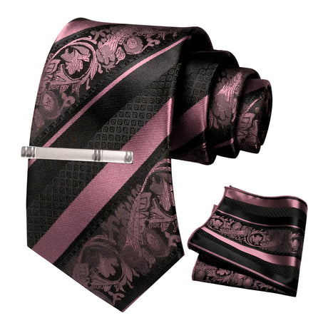 Floral Necktie 8cm Pocket Square Tie Clip Business Suits