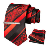 Floral Necktie 8cm Pocket Square Tie Clip Business Suits