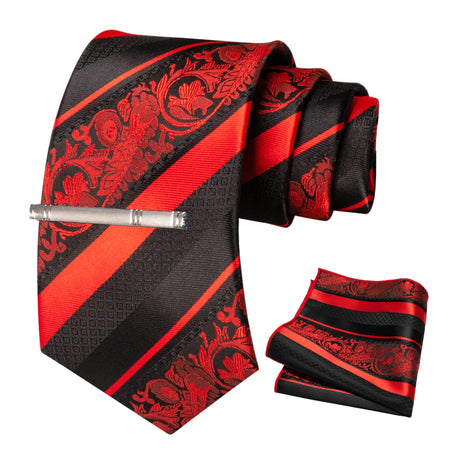 Floral Necktie 8cm Pocket Square Tie Clip Business Suits