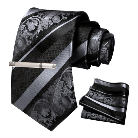 Floral Necktie 8cm Pocket Square Tie Clip Business Suits
