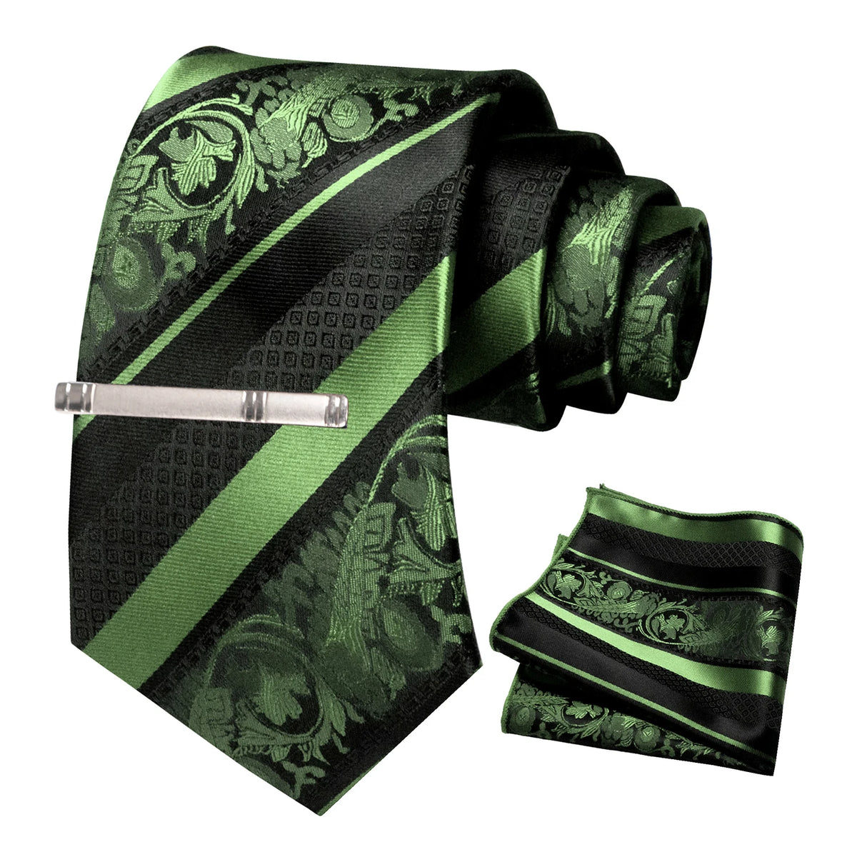 Floral Necktie 8cm Pocket Square Tie Clip Business Suits