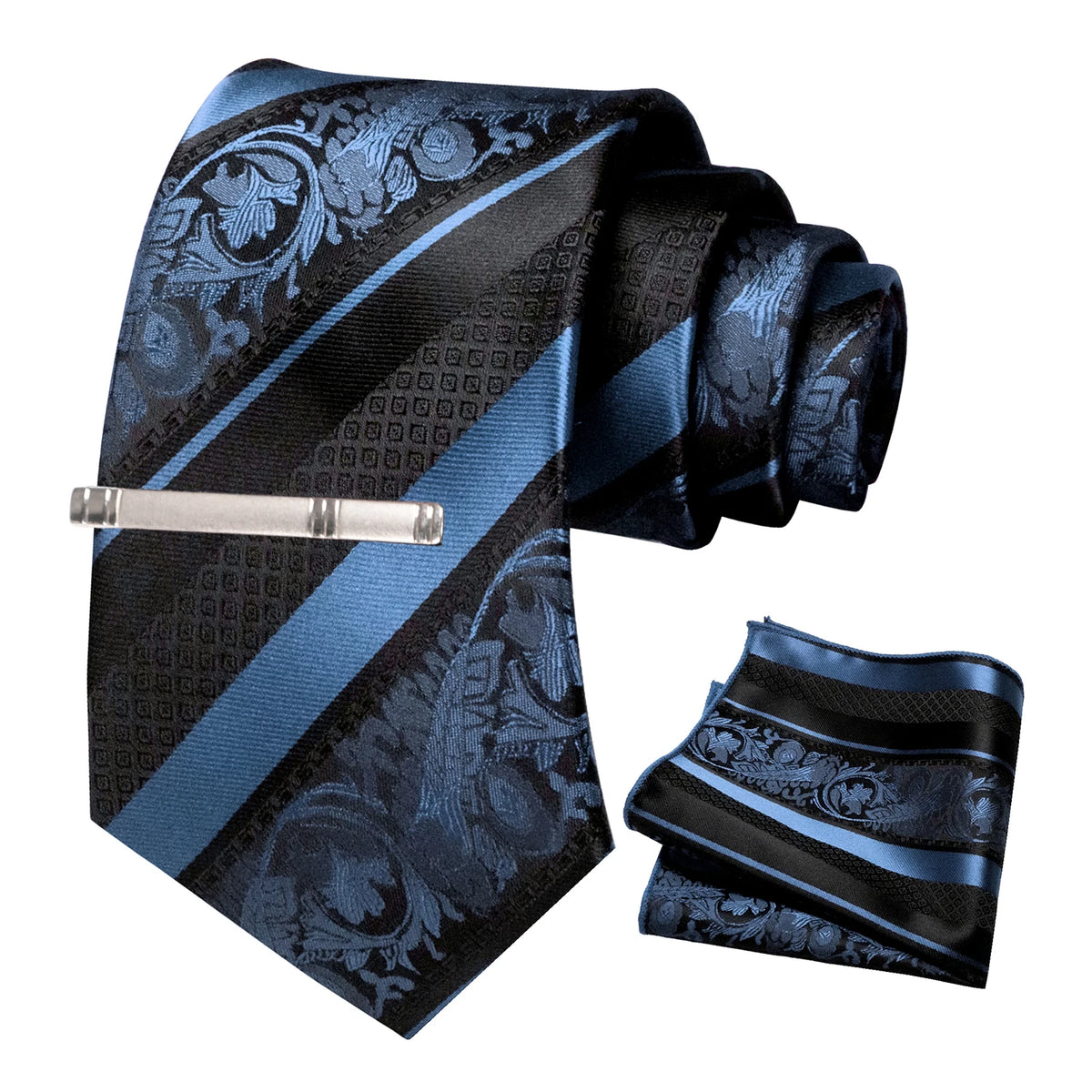 Floral Necktie 8cm Pocket Square Tie Clip Business Suits