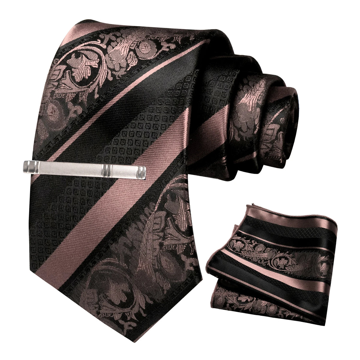 Floral Necktie 8cm Pocket Square Tie Clip Business Suits