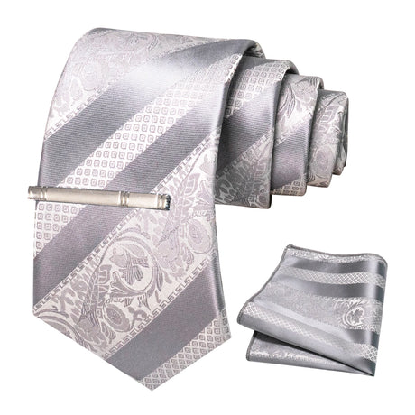 Floral Necktie 8cm Pocket Square Tie Clip Business Suits