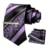 Floral Necktie 8cm Pocket Square Tie Clip Business Suits