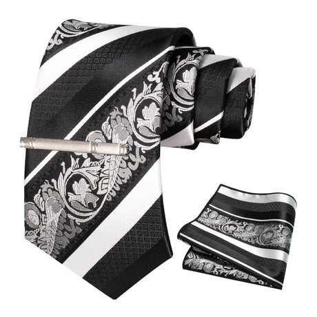 Floral Necktie 8cm Pocket Square Tie Clip Business Suits