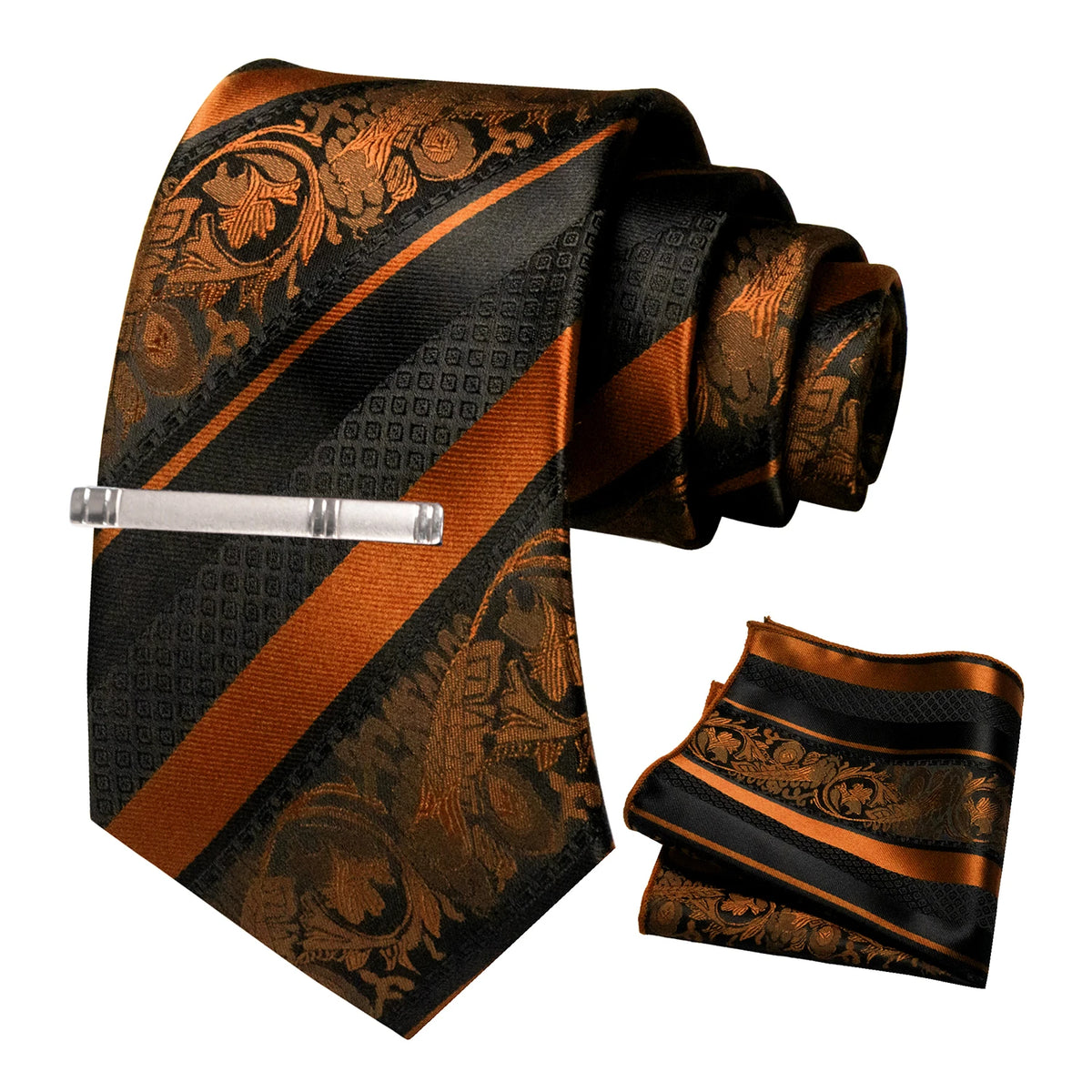 Floral Necktie 8cm Pocket Square Tie Clip Business Suits