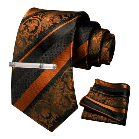 Floral Necktie 8cm Pocket Square Tie Clip Business Suits