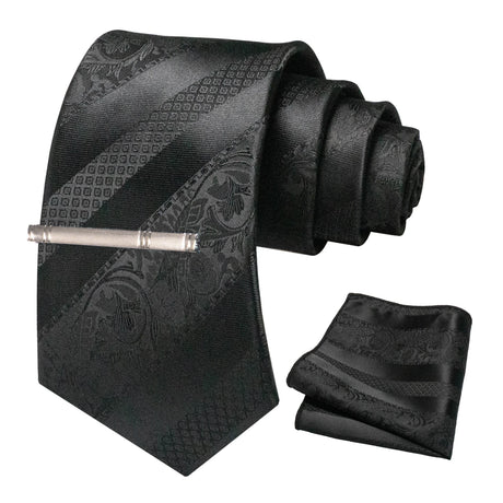 Floral Necktie 8cm Pocket Square Tie Clip Business Suits