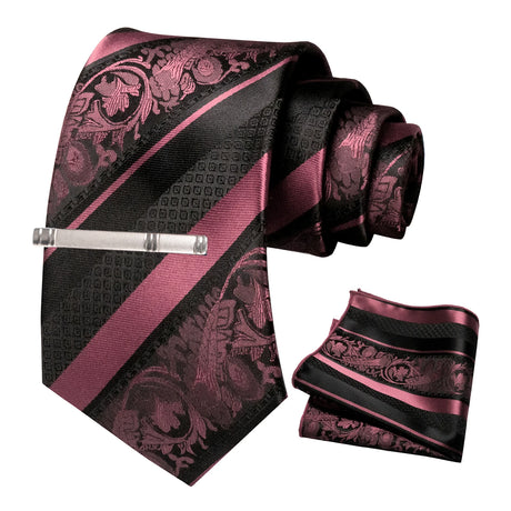Floral Necktie 8cm Pocket Square Tie Clip Business Suits