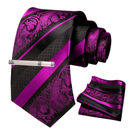 Floral Necktie 8cm Pocket Square Tie Clip Business Suits