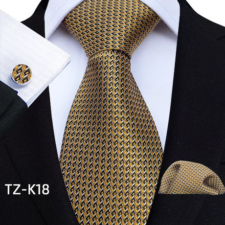 Brown Floral Paisley Pocket Square Cufflinks Set Necktie Set