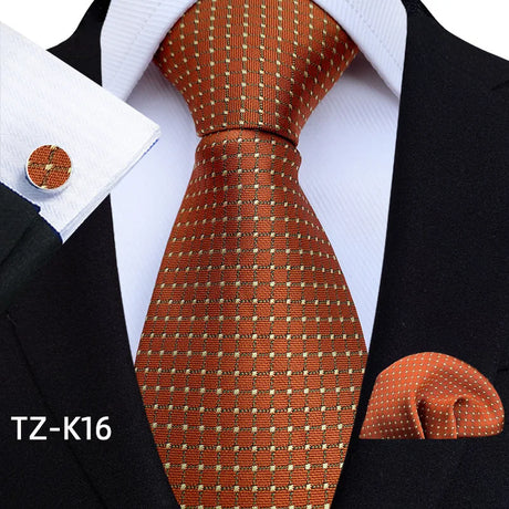 Brown Floral Paisley Pocket Square Cufflinks Set Necktie Set