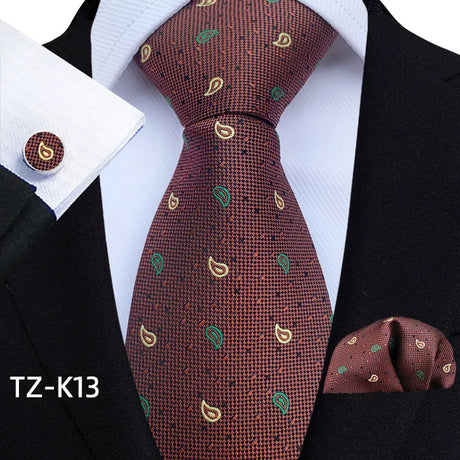 Floral Paisley Pocket Square Cufflinks Set Necktie Set