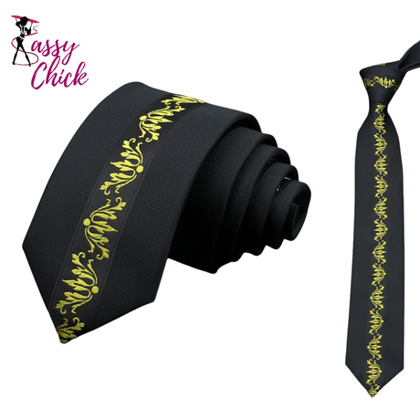 Floral Paisley Slim Ties Sassy Chick Logo
