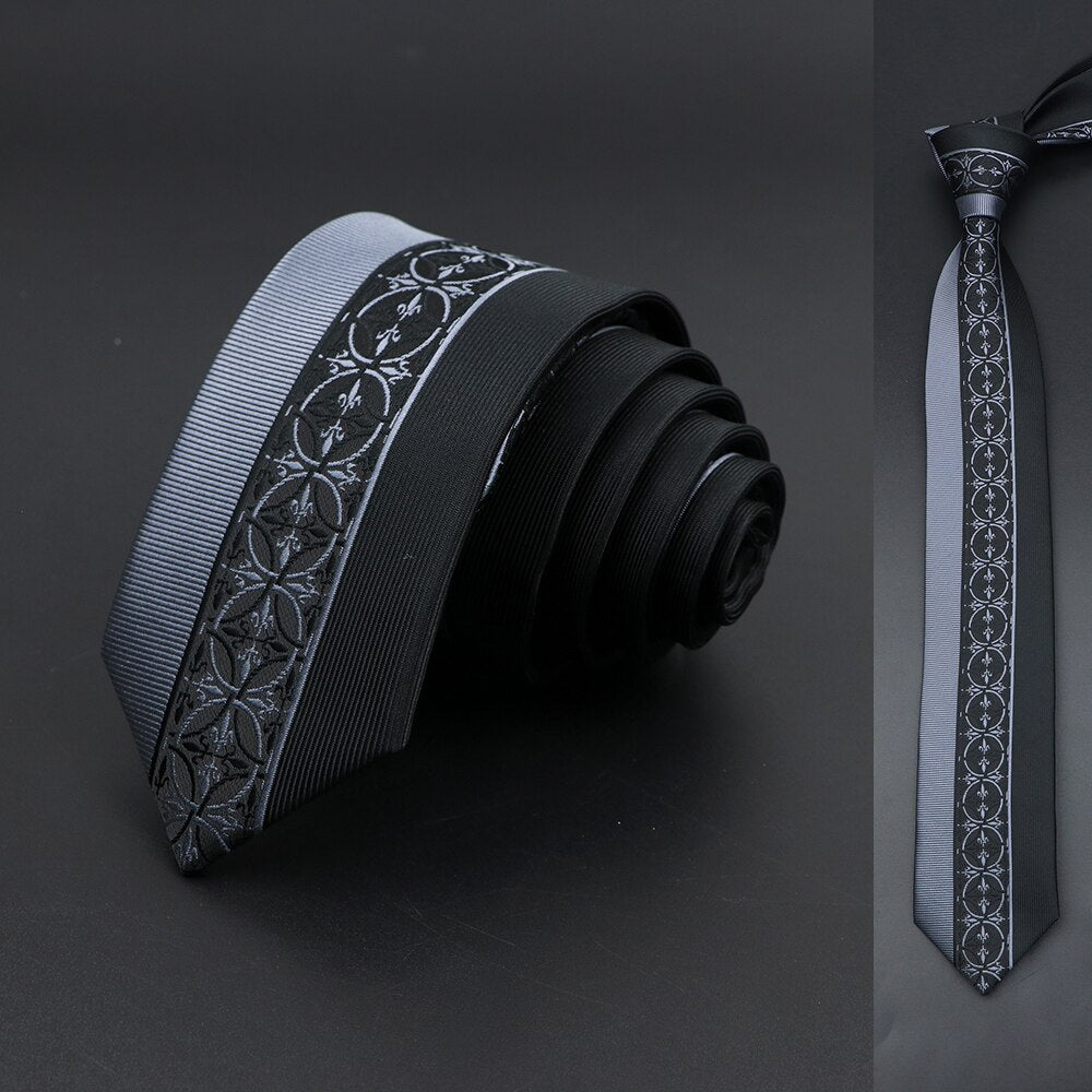 Black Floral Paisley Slim Ties