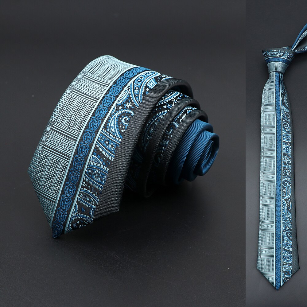 Black Blue Floral Paisley Slim Ties