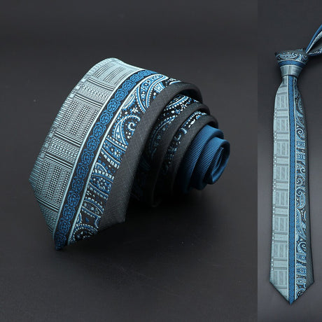 Black Blue Floral Paisley Slim Ties