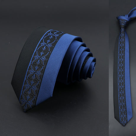 Black Blue Floral Paisley Slim Ties
