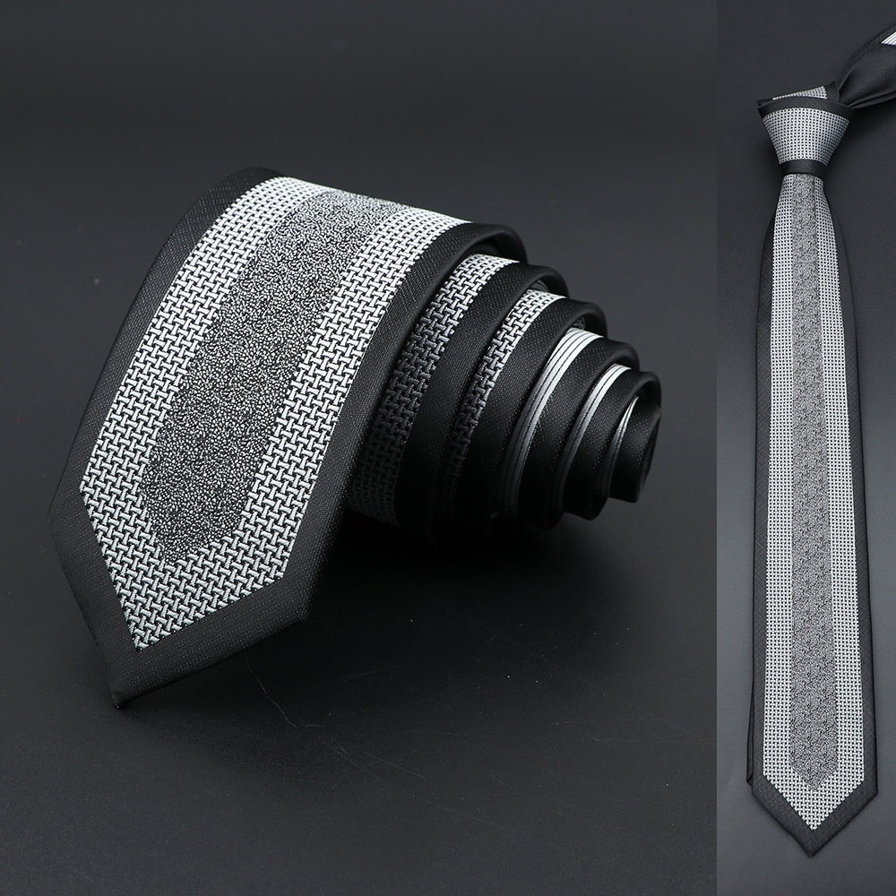 Black White Floral Paisley Slim Ties
