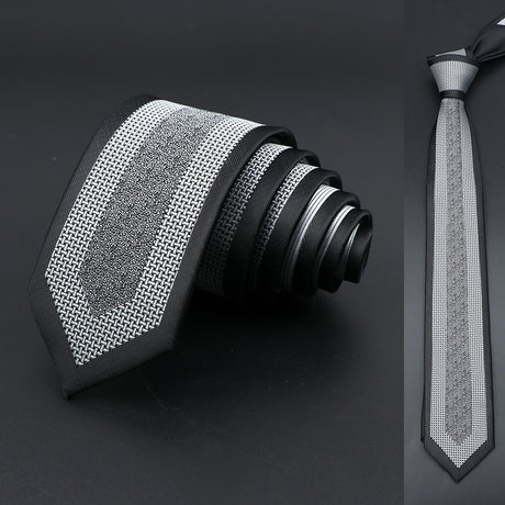 Black White Floral Paisley Slim Ties