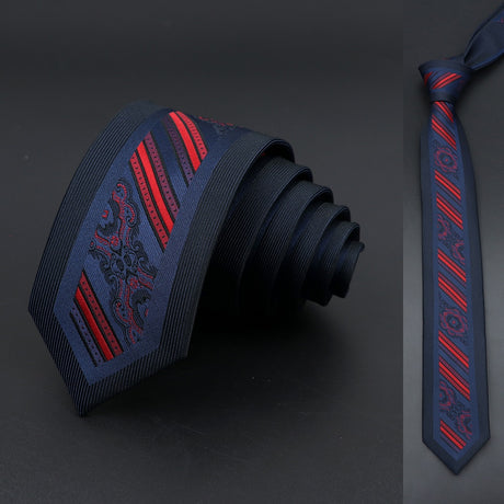 Black Red Floral Paisley Slim Ties