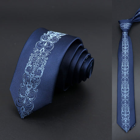 Floral Paisley Slim Ties Blue 