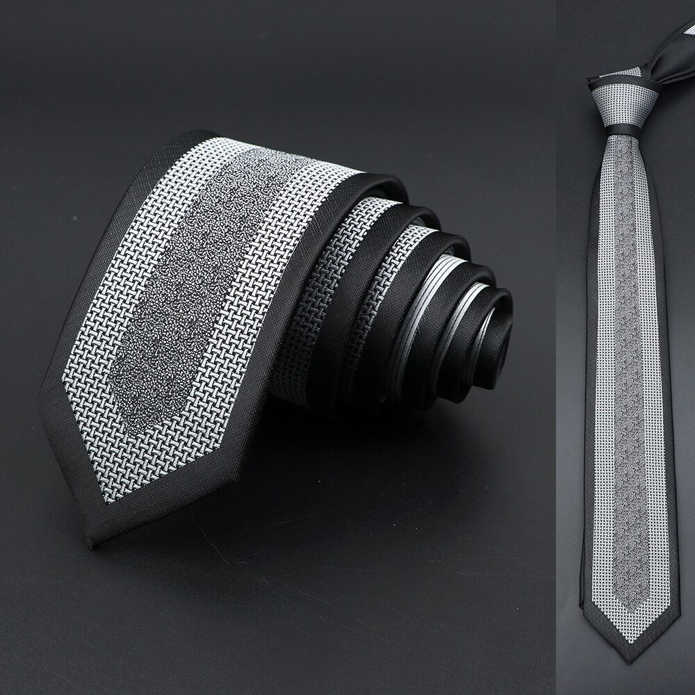 White Black Floral Paisley Slim Ties