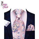 Floral Pink Elegant Handkerchief Cufflinks Necktie Sassy Chick Logo
