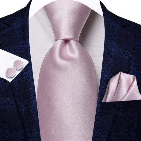 Pink Elegant Handkerchief Cufflinks Necktie