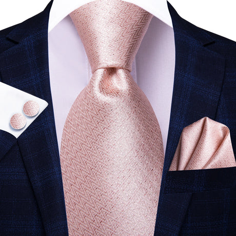 Pink Elegant Handkerchief Cufflinks Necktie