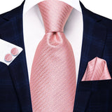 Floral Pink Elegant Handkerchief Cufflinks Necktie