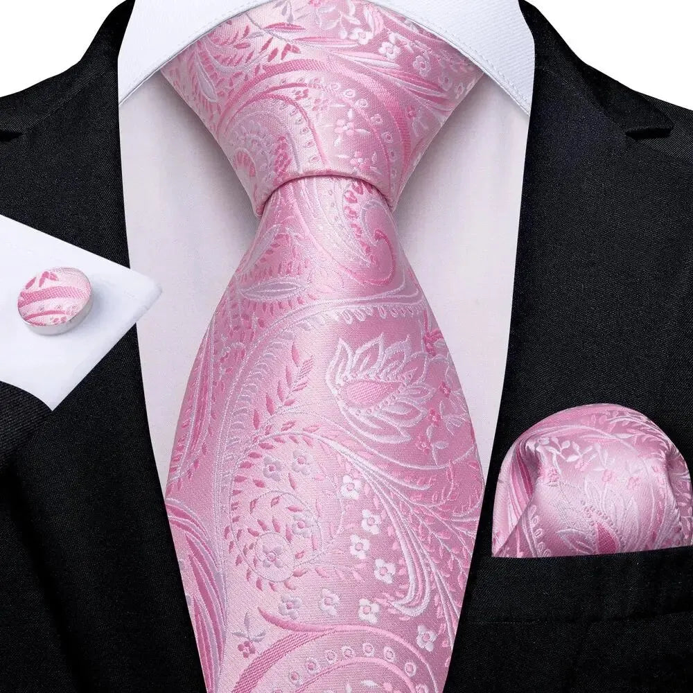 Floral Pink Necktie Set 
