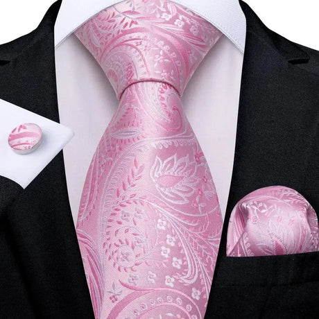 Floral Pink Necktie Set 