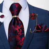 Floral red necktie set