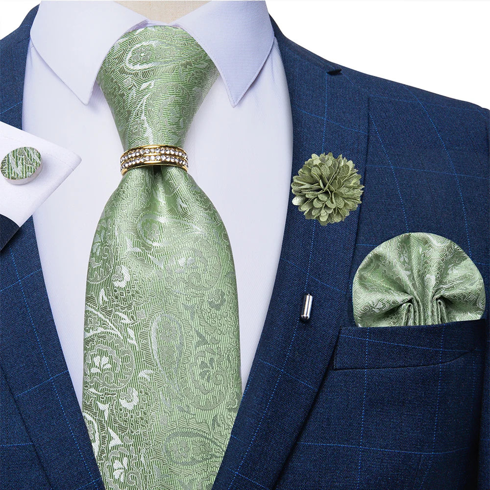 green floral necktie set