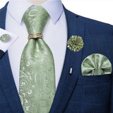 green floral necktie set