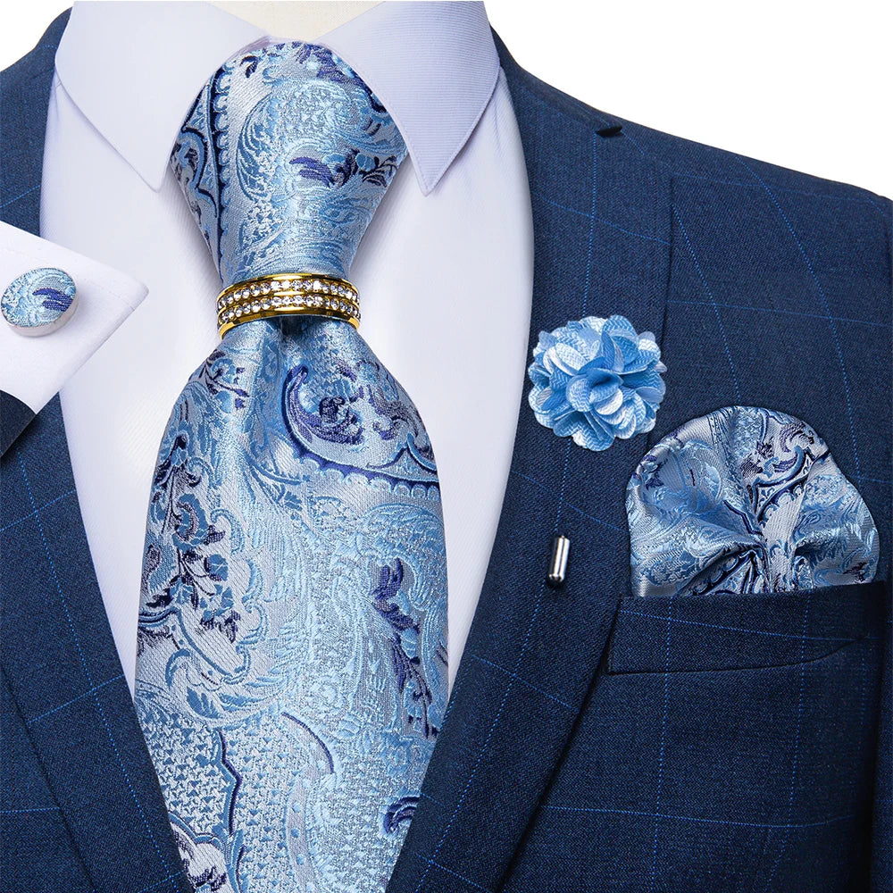 blue floral necktie set