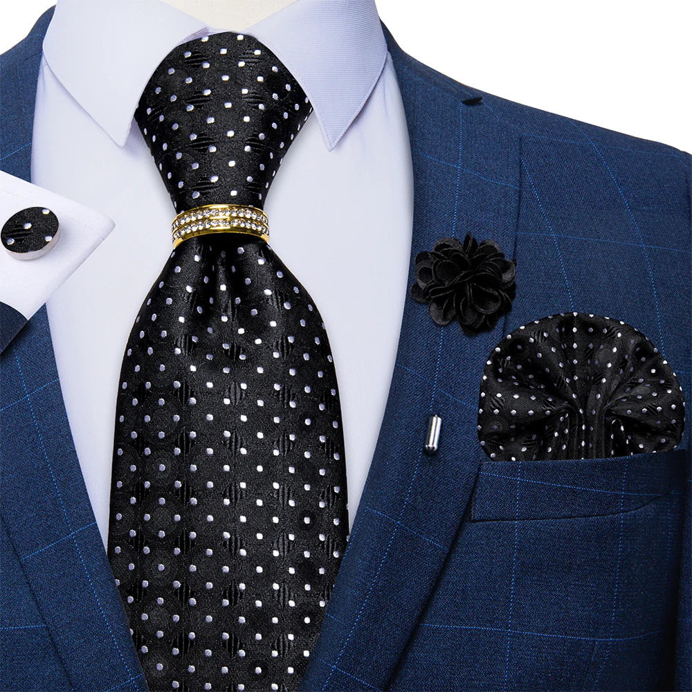 black dot design necktie set