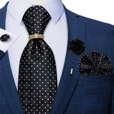 black dot design necktie set