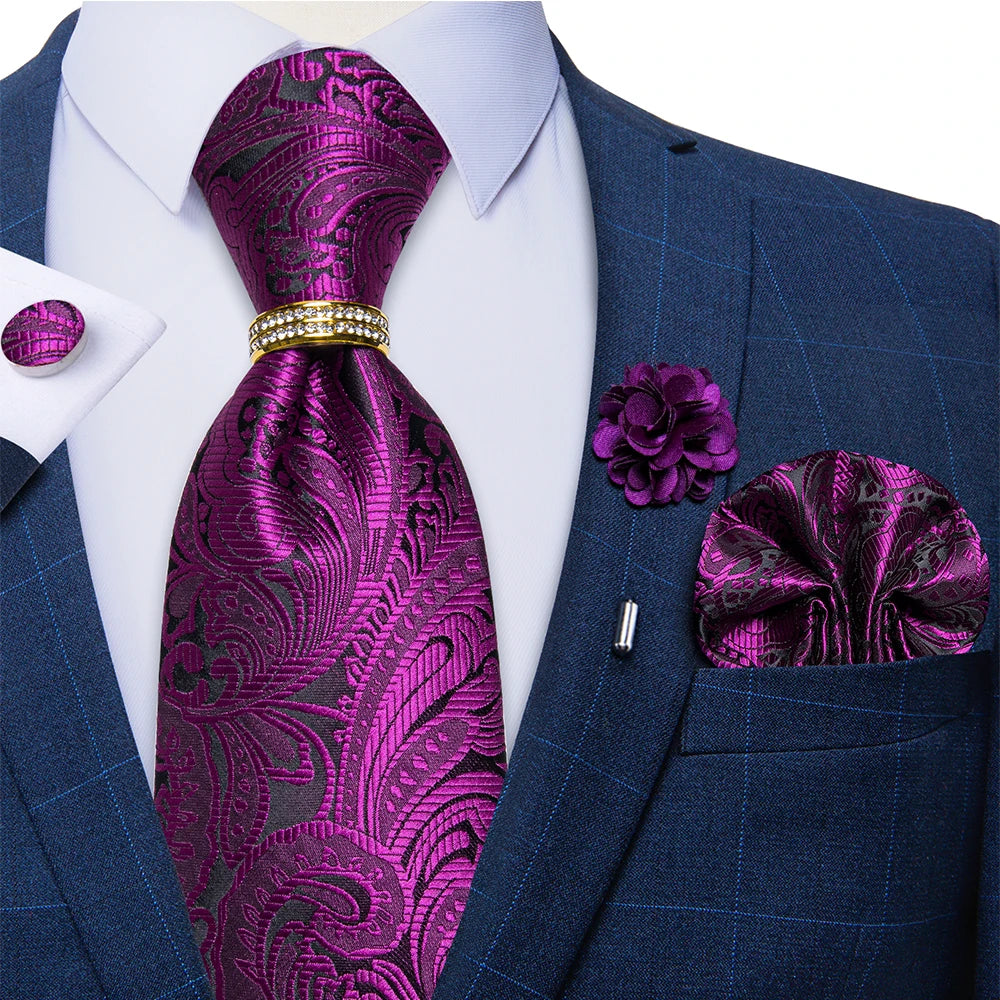 purple floral necktie set