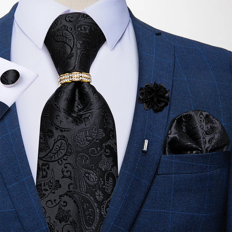 black floral necktie set